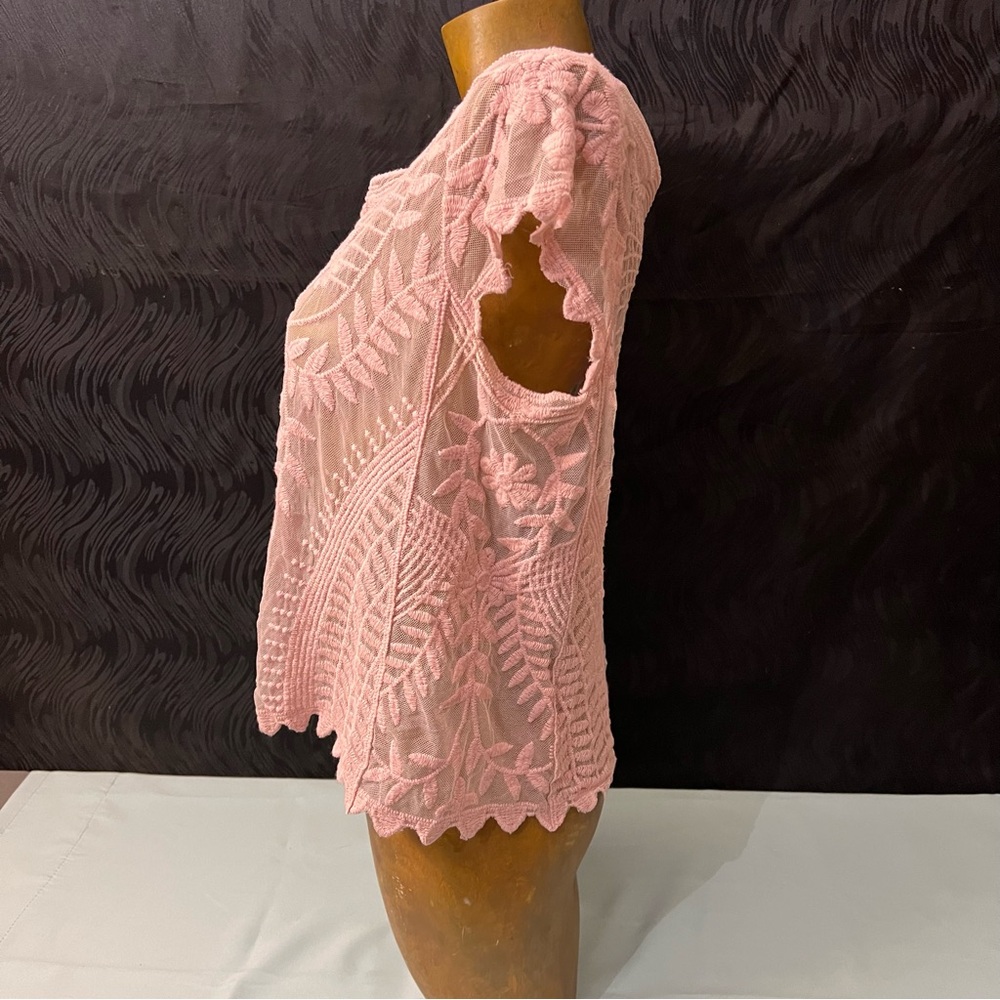 Say What? Pink Floral Embroidered Lace Top - Picture 3 of 6